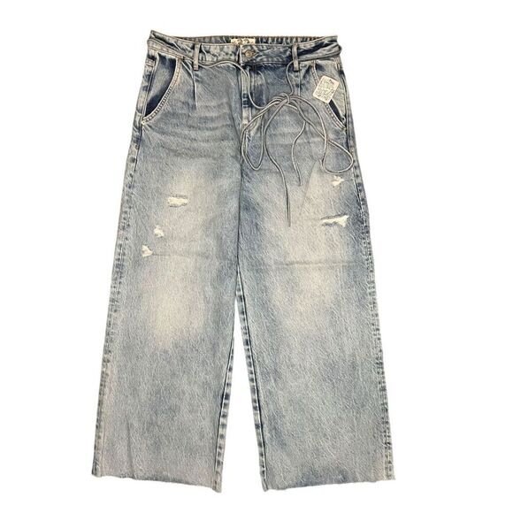 Free People Kinsey High Rise Cropped Wide Leg Denim Jeans Women’s 32 NEW - Picture 2 of 9
